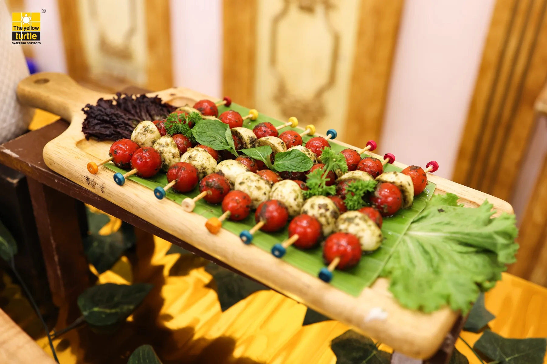 Caprese skewers presented by The Yellow Turtle Catering